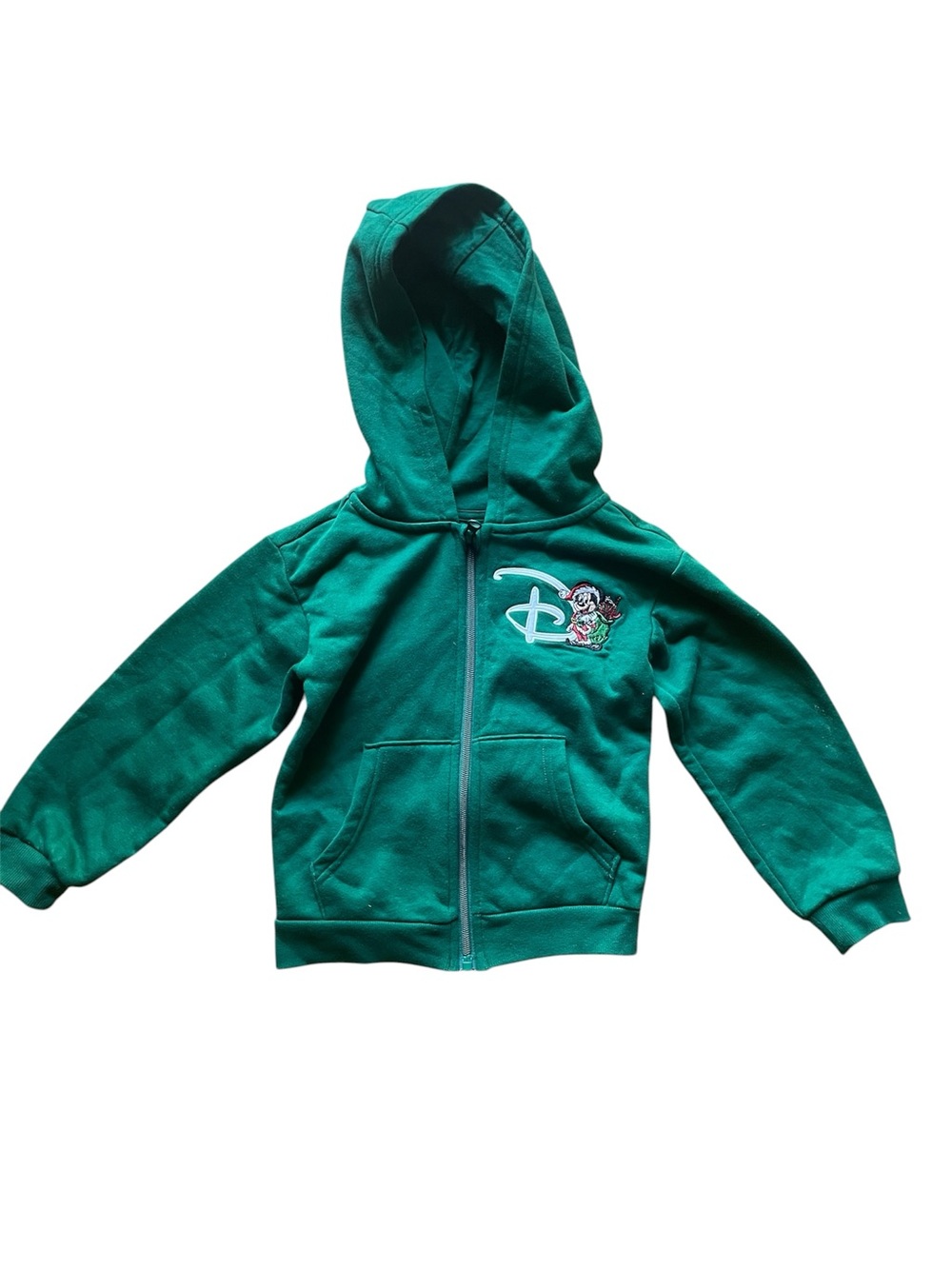Walt Disney World Parks Kids' Green Zip Christmas Hoodie Jacket Characters 4